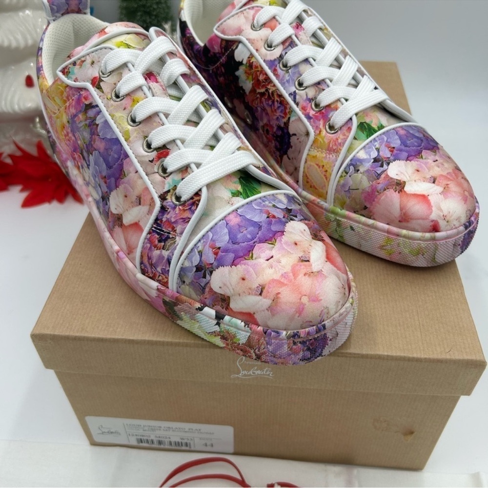Men’s Christian Louboutin Orlato flat low top floral sneakers size 44 made Italy
